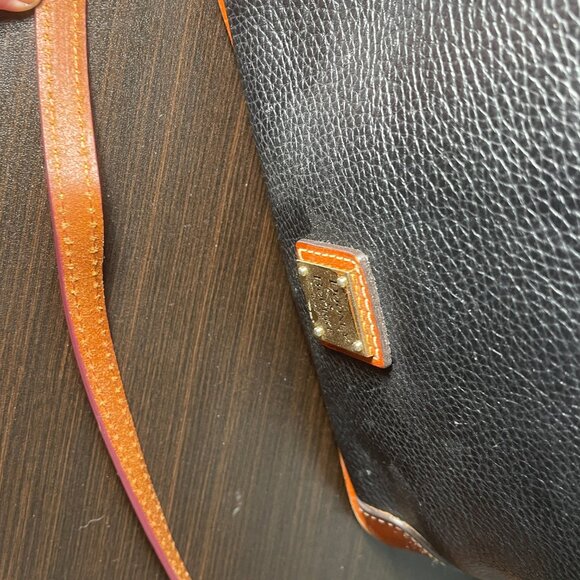 Dooney & Bourke Pebble Leather Satchel Black & Brown Trim - Picture 7 of 10